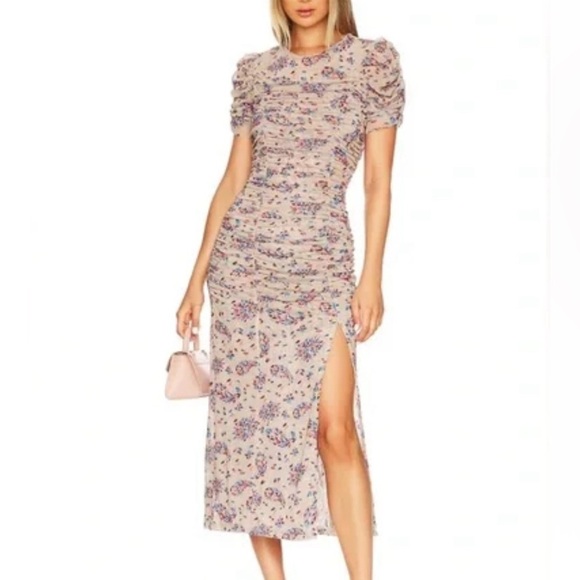NWT Free People Briella Floral Ruched Midi Dress - Medium - Picture 3 of 4
